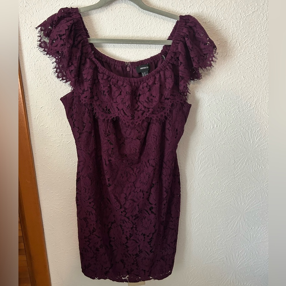 Forever 21 plus Plum Lace Mini Dress